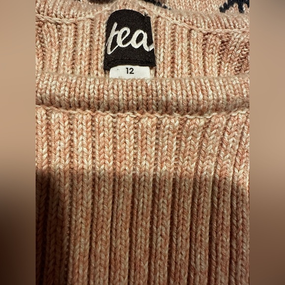 Tea knit cotton dress size 12 color dusty rose and black - Picture 7 of 7